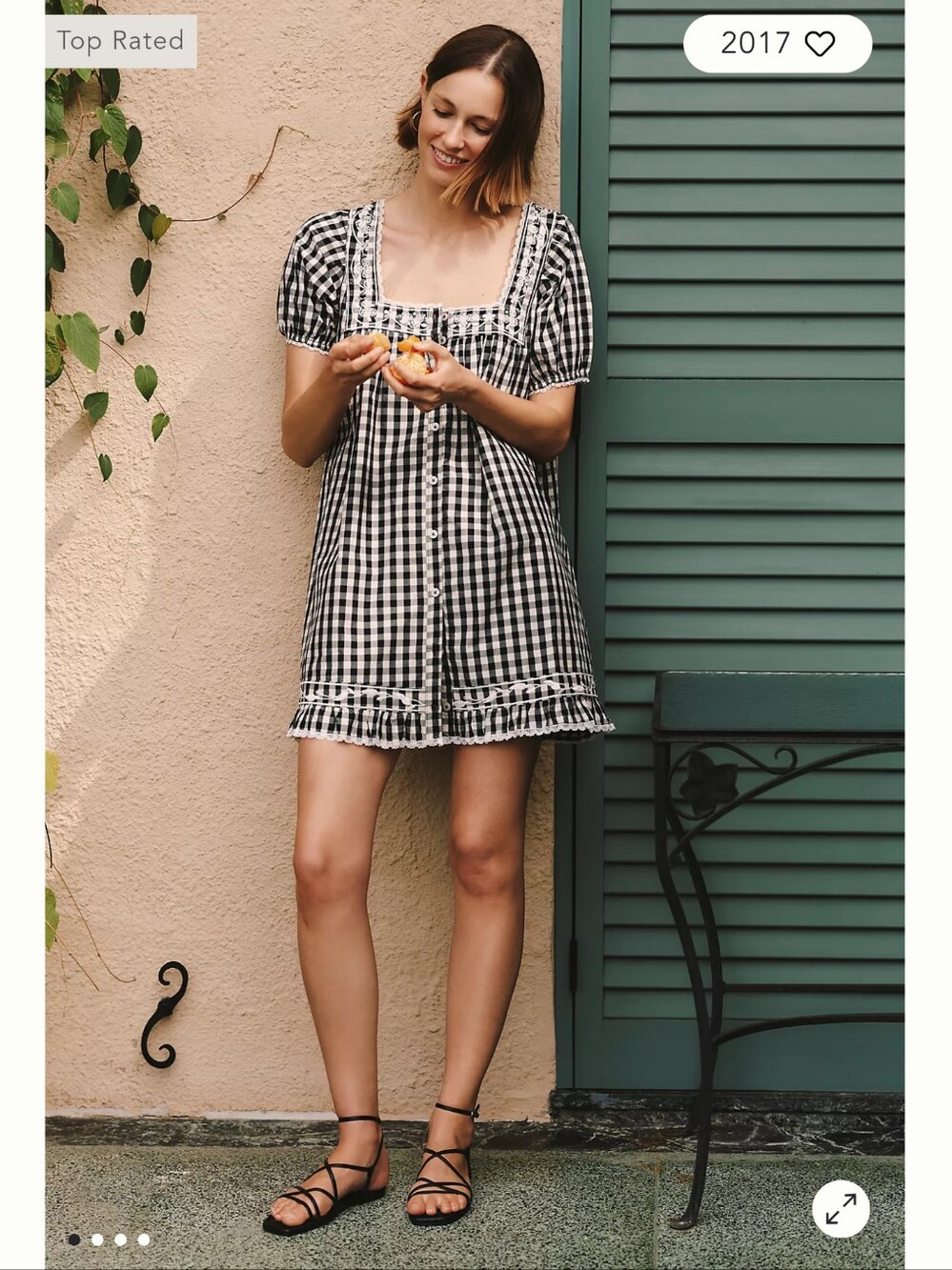 Anthropologie Maeve 100% Cotton Gingham Swing Mini Dress